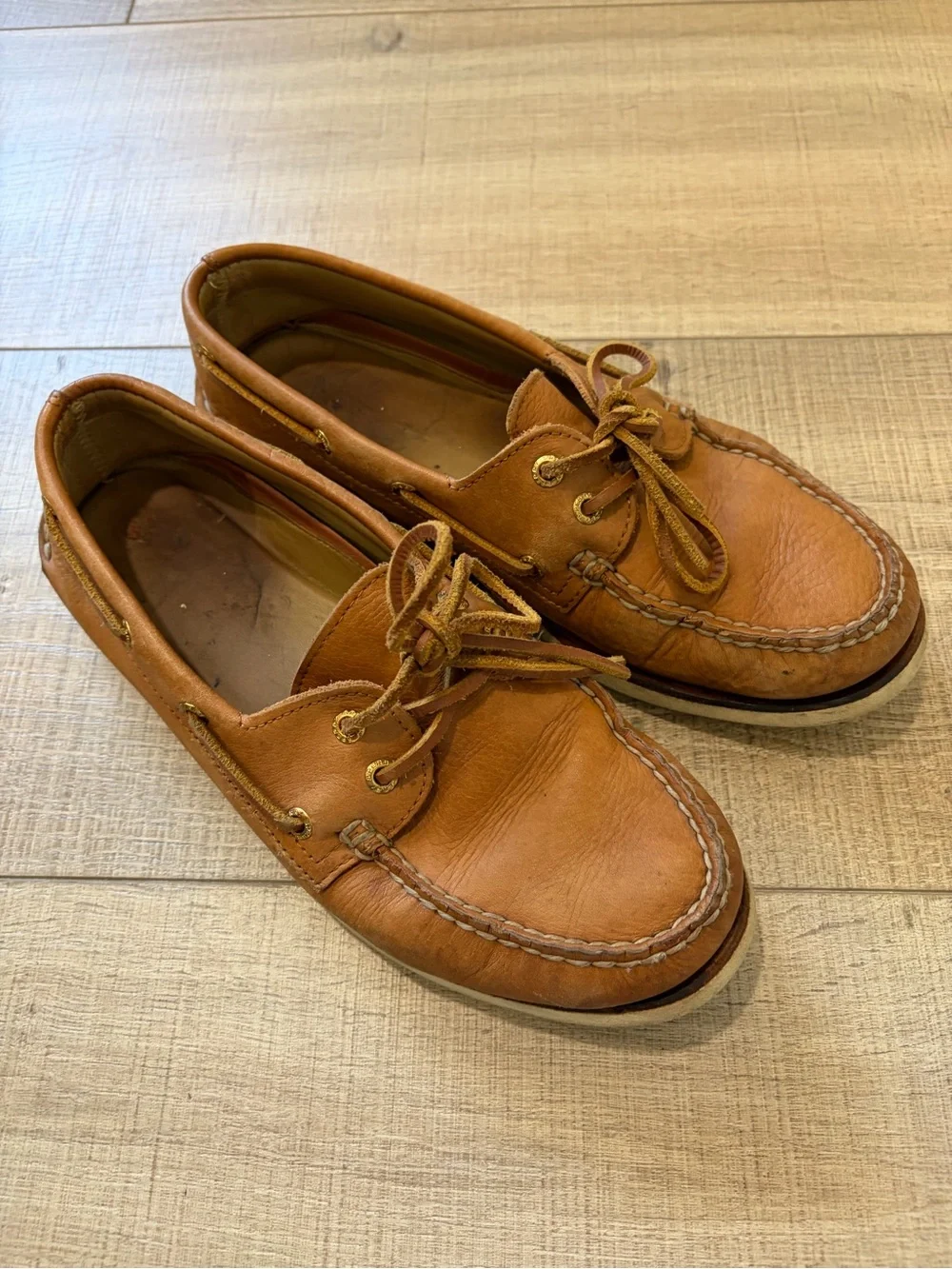 Sperry Men's Leather Boat Shoes in Tan Brown